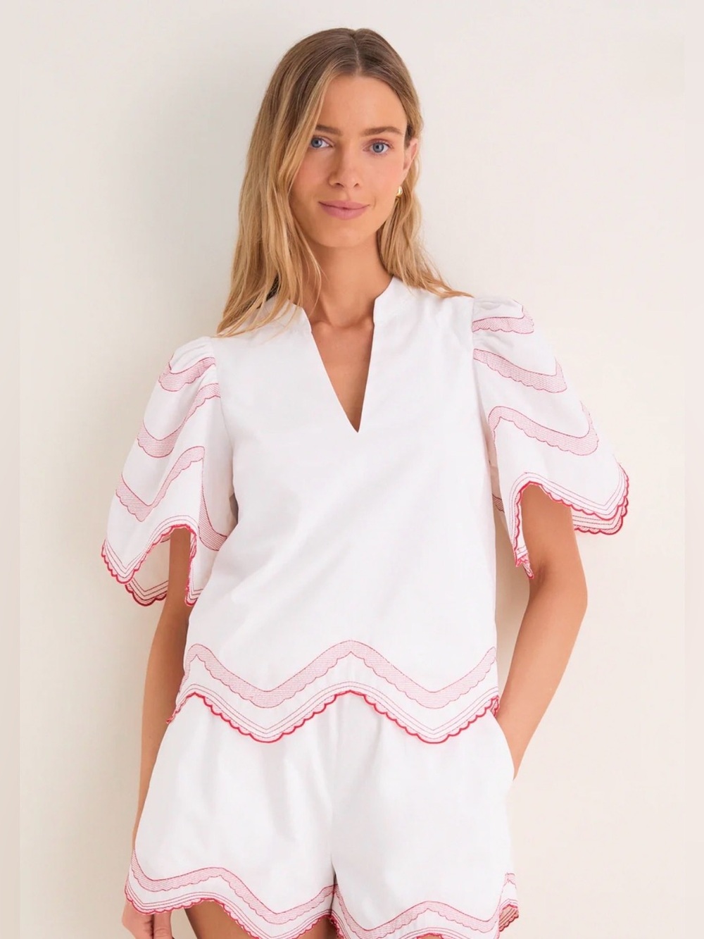 TUCKERNUCK NWT $128 Hyacinth House Weston Top M White/Red